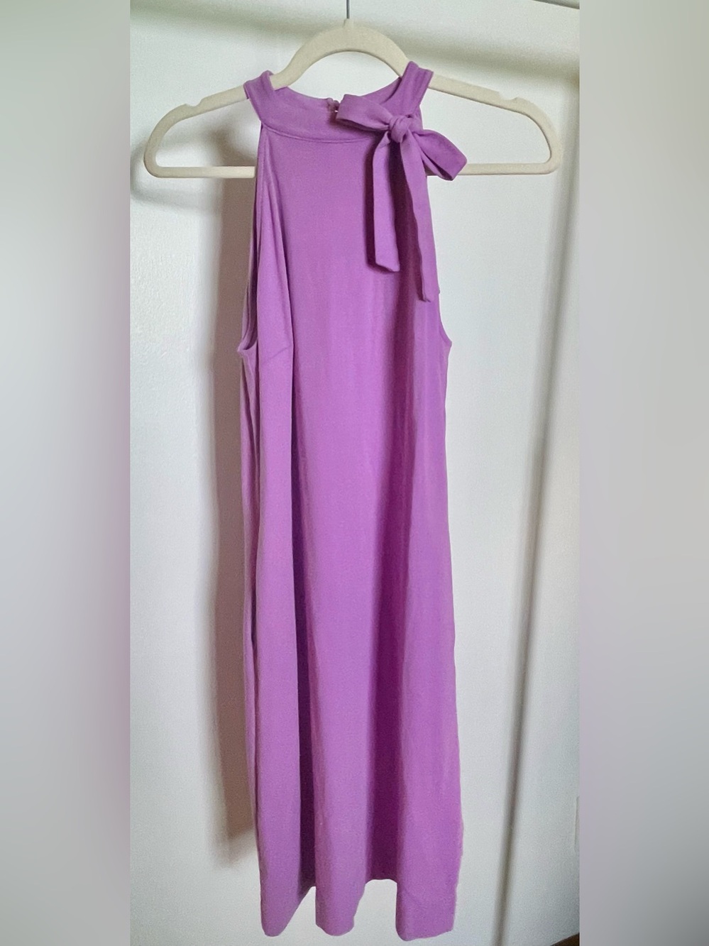 New York & Company Purple Halter Midi Dress M Tall Fall Layering Shift Pockets